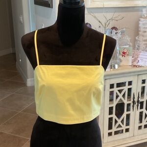 Banana Republic crop top, yellow, adjustable straps, smocked back, yellow, S,NWT